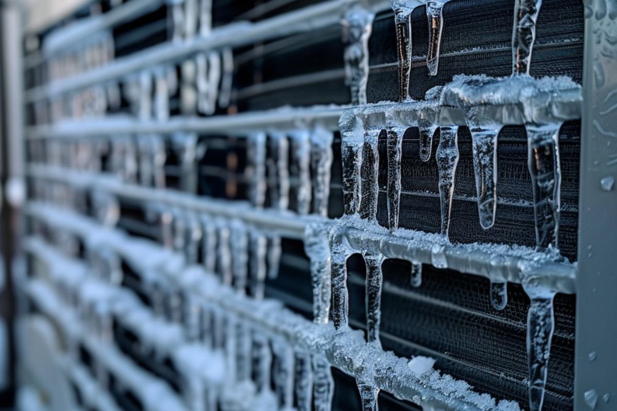 AC unit has ice build-up.